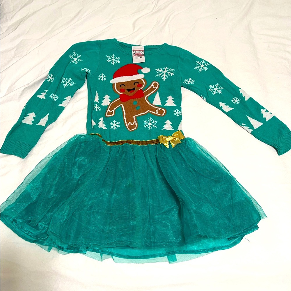 Well Worn Ugly Christmas Gingerbread Man Girl’s Sweater Dress size XS 4/5